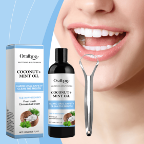 Oralhoe Coconut Mint Oil, Coconut Mint Mouthwash  Breath Care Gum Stain Removal Mouthwash (Option: 1pcs)